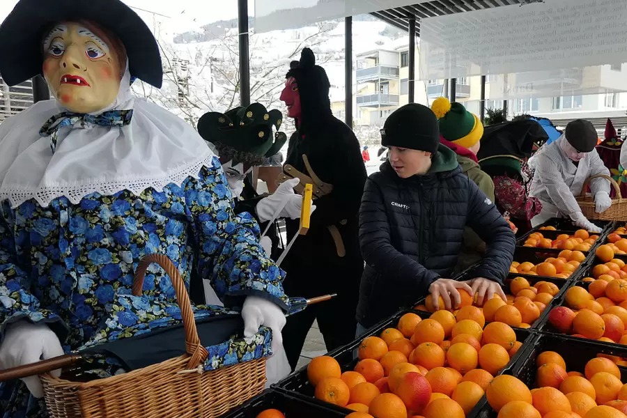 … und sacken die Orangen ein, bevor sie …