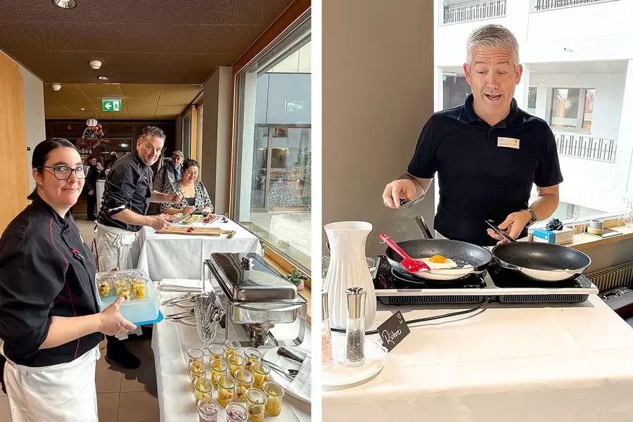 Die Crew des Restaurants zum Acher tischt zünftig auf. Ich bin auch ein Spiegelei­brater: Lukas Gisler, Leiter Geschäftsbereich Alters­zentrum Acherhof.